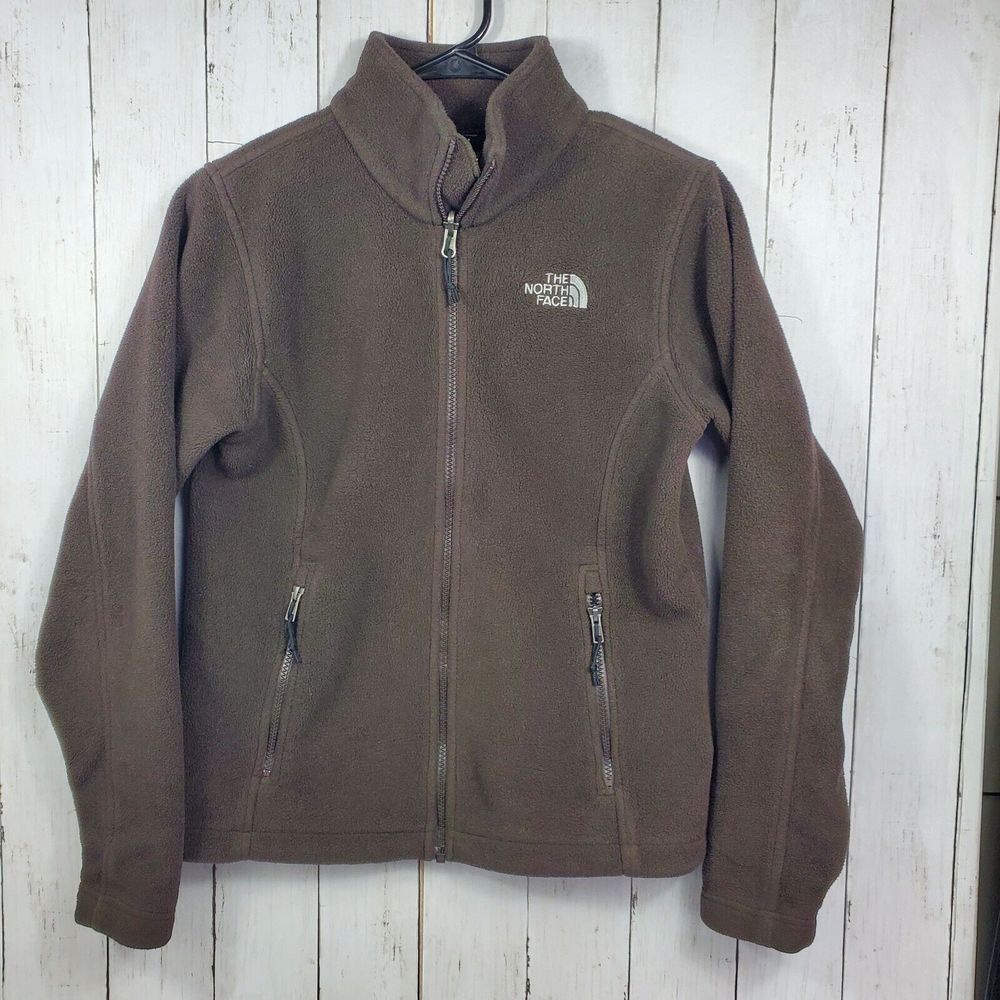 The North Face Women's Jacket Size Small Full Zip Fleece Logo Brown